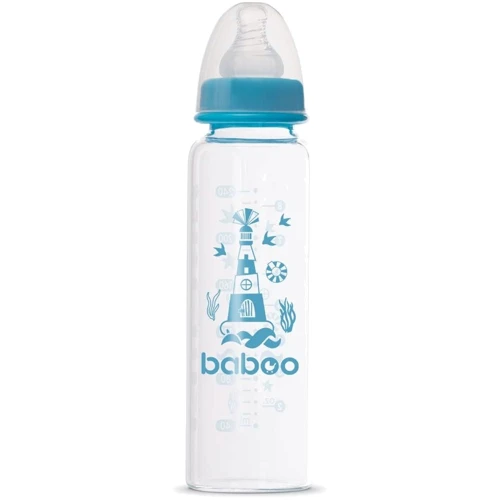 Стеклянная бутылочка для кормления Baboo 240 мл синяя (3-119)