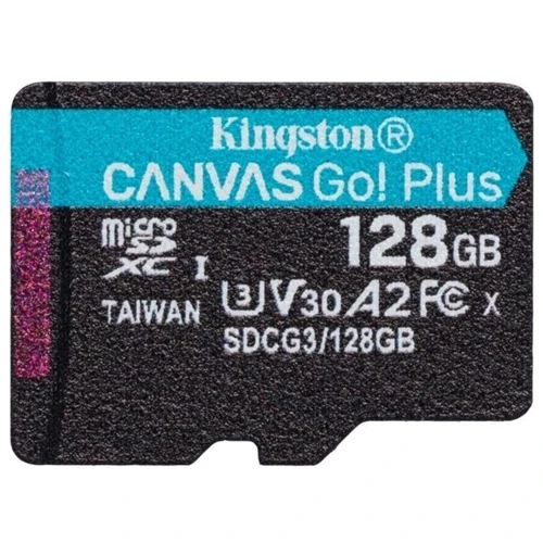Карта памяти Kingston 128GB microSDXC Class 10 UHS-I U3 V30 A2 Canvas Go Plus + adapter (SDCG3/128GB): Объем 128 ГБ