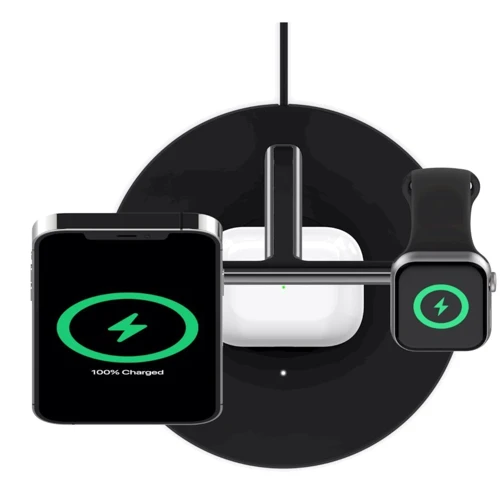 Зарядний пристрій Belkin Wireless Charger Base Station MagSafe Black (WIZ009VFBK) for iPhone 16 I 15 I 14 I 13 I 12 series and Apple Watch: Кількість USB-портів немає