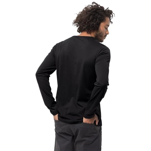 Жіночий лонгслів Jack Wolfskin Essential Longsleeve Men 1806041-6000 S чорний: Склад Полиэстер, Хлопок органический