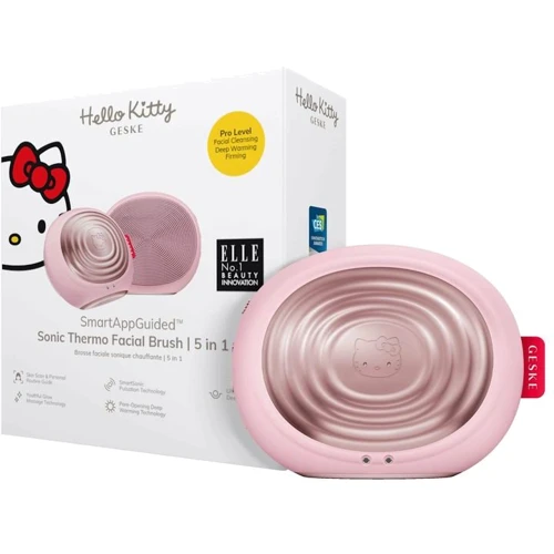Звукова термощітка для обличчя GESKE Sonic Thermo Facial Brush 5 в 1 Hello Kitty Pink