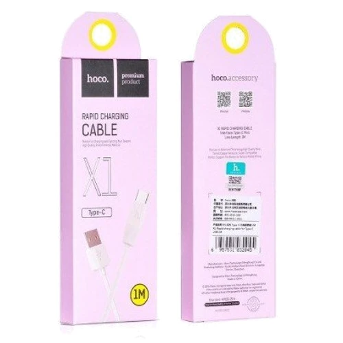 Кабель Hoco USB Cable to USB-C X1 Rapid 1m White: Тип USB Cable - USB-C