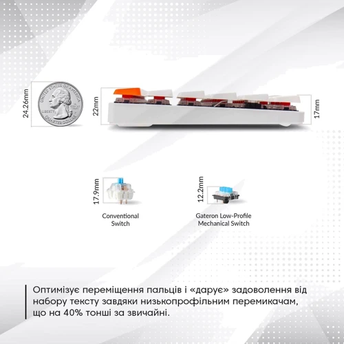 Клавиатура Keychron K3 84 Key Gateron Red Wireless UA White (K3K1_KEYCHRON): Дополнительно украинская раскладка
