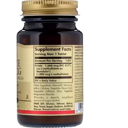 Folate Solgar Metafolin Фолієва кислота 1000 mcg 60 Tab: Тип Витамин B