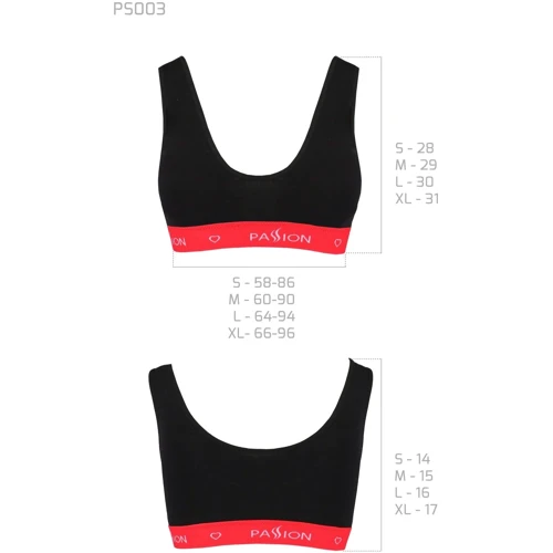 Спортивный топ на широких бретелях Passion PS003 TOP black, size M