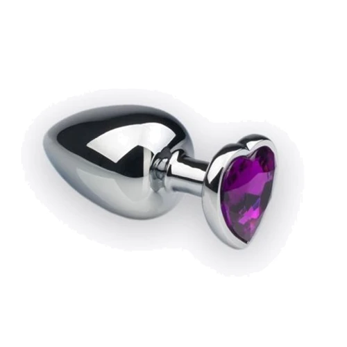 Анальная пробка, Silver Heart Amethyst, L