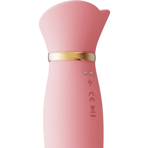 Вибратор с подогревом и вакуумной стимуляцией клитора Zalo - ROSE Vibrator Strawberry Pink