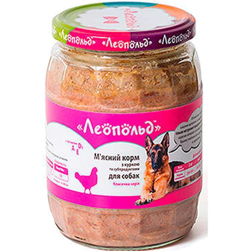 

Влажный корм для собак Леопольд Мясной с курицей и субпродуктами 720 г х 6 шт. (4820185491600-6)