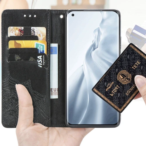 Чехол для телефонов Mobile Case Book Cover Art Leather Black for Xiaomi Mi 11 Lite / Mi 11 Lite 5G: Материал искусcтвенная кожа