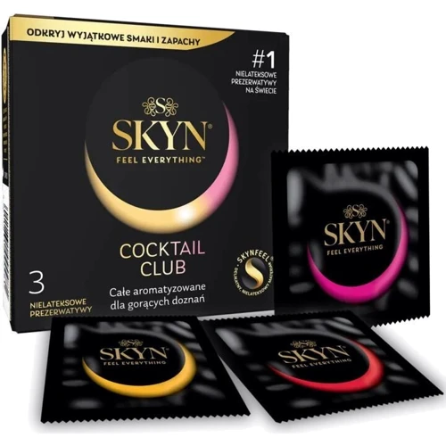 Презервативи SKYN Cocktail Club 3 шт, смаки: Pina Colada, Cherry Sunrise та Passion Daiquiri