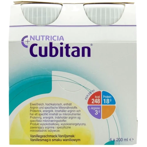 Энтеральное питание Nutricia Cubitan Vanilla flavour со вкусом ванили 4х200 мл (8716900569081): Возраст От 3 лет