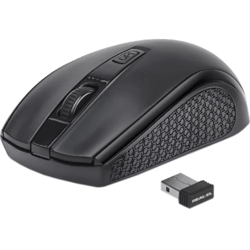 Мишка REAL-EL RM-308 Black: Ергономіка симетрична для лівшів