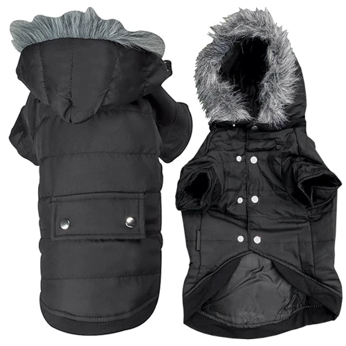 Куртка с капюшоном Flamingo Polar Black для собак черная 42 см