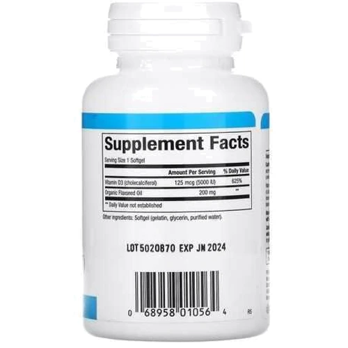 Natural Factors Vitamin D3 Вітамін D3 5000 МО 120 гелевих капсул: Тип Витамин D