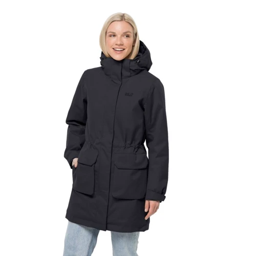 Парка Jack Wolfskin Fierce Wind Parka W 1114201-6000 42 черная зимняя с капюшоном: Сезон Зима