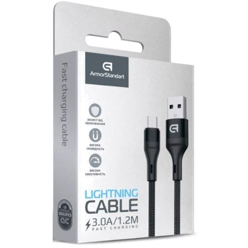 Кабель ArmorStandart USB Cable to Lightning 3A 1.2m Black (ARM64037): Тип USB Cable - Lightning