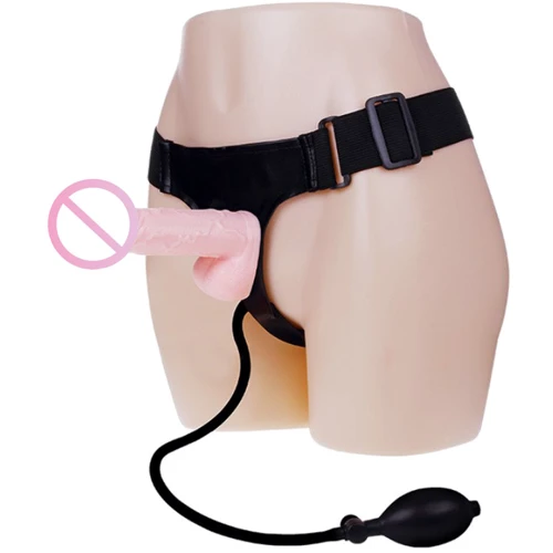 Страпон LYBAILE Strap On with Pump Pink - 180x34 мм