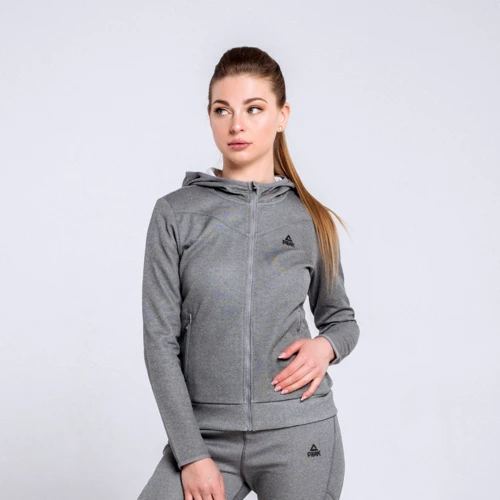 Спортивная толстовка Peak FW67686-BLA 48 серая с капюшоном на молнии