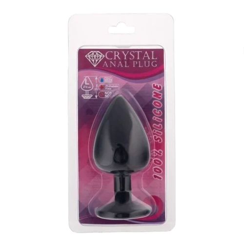 Анальная пробка CRYSTAL Black Silicone Amethyst, L