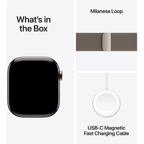 Apple Watch Series 11 GPS + Cellular 46mm Natural Titanium Case with Natural Milanese Loop - S/M (MFCY4)