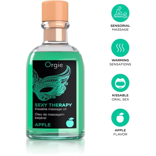 Набор для массажа Orgie – Sexy Therapy Apple (100 мл), съедобное разогревающее масло + перышко