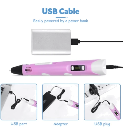 Ручка 3D Dewang D_V2_ pink, рожева, високотемпературна