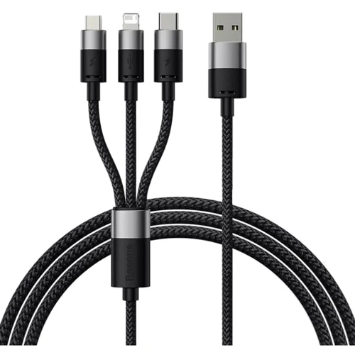 Кабель Baseus USB Cable to Lightning/microUSB/USB-C StarSpeed Fast Charging 3.5A 0.6m Black (P10319900111-00)