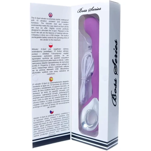Вибромассажер для точки G Boss Series - Wibrator G-spot 10 functions USB Purple, BS2200055