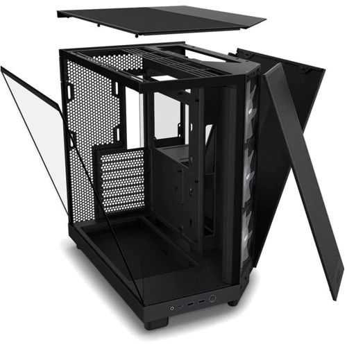 Корпус NZXT H6 Flow RGB All Black (CC-H61FB-R1): Матеріал передній панелі сталь
