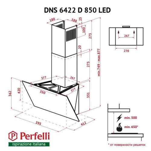 Вытяжка Perfelli DNS 6422 D 850 GR LED фото 6