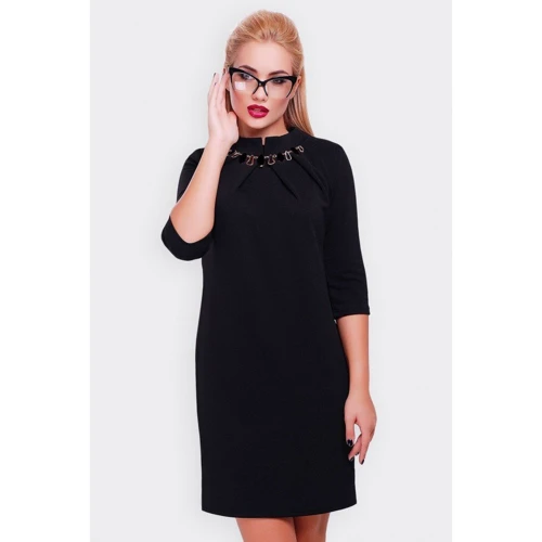 Платье FashionUp PL-1357B 44 черное повседневное до середины бедра