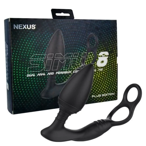 Nexus SIMUL8 Plug Edition анальная вибропробка с эрекционными кольцами, 10х4 см
