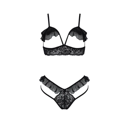 Комплект Passion DOLLY SET WITH OPEN BRA black XXL/XXXL