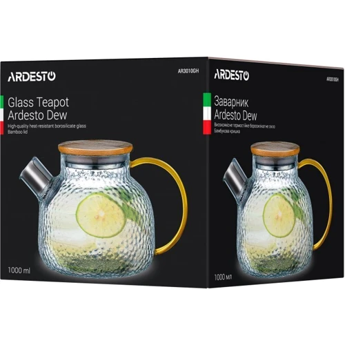 Заварочный чайник Ardesto Dew 1000 мл (AR3010GH): Цвет прозрачный