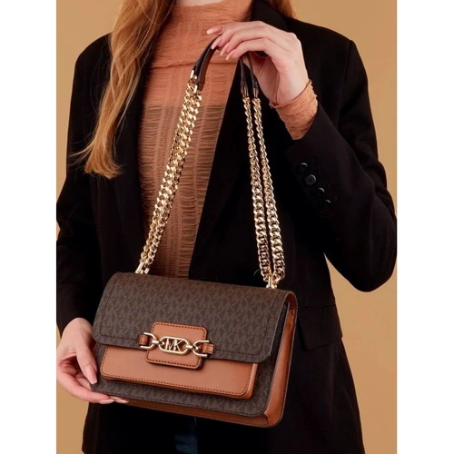 Жіноча сумка крос боді Michael Kors HEATHER LG SHLDR темно-коричнева (30S2G7HL3B252): Тип ручки Без ручки, Плечовий ремінь, На ланцюжку