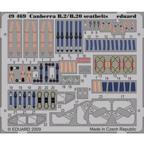 Фототравление Eduard 1/48 ремни безопасности для Canberra B2/B20 (Airfix) EDU-49469
