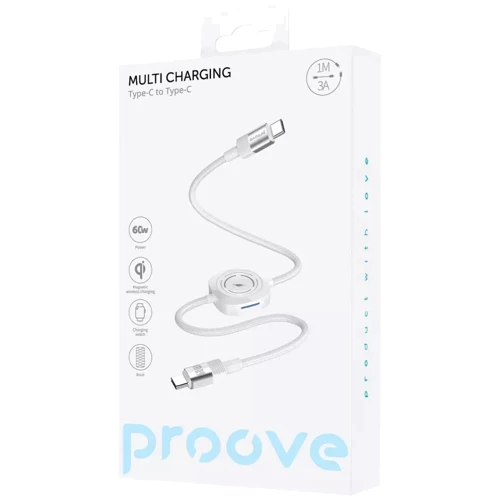 Кабель Proove Cable USB-C to USB-C Multi Charging 60W 1m White: Тип USB-C - USB-C
