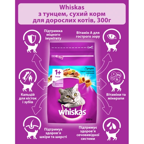 Сухий корм Whiskas для котів з тунцом14х300 г (5998749106044): Порода Все породы