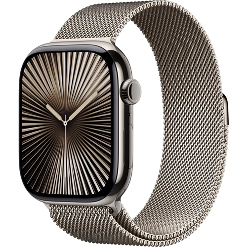 

Apple Watch Series 10 46mm GPS+LTE Natural Titanium Case with Natural Milanese Loop - M/L (MWYC3)