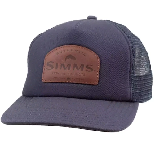 Мужская бейсболка Simms Leather Patch Trucker синяя (12229-404-00)