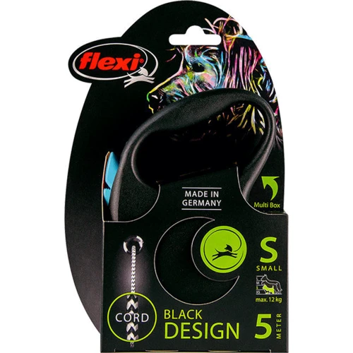 Поводок-рулетка Flexi Black Design S до 12 кг 5 м голубой (4000498033333): Тип шнура Трос