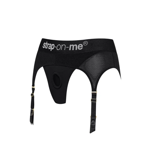 Трусы для страпона с подвязками для чулок Strap-On-Me REBEL HARNESS - M