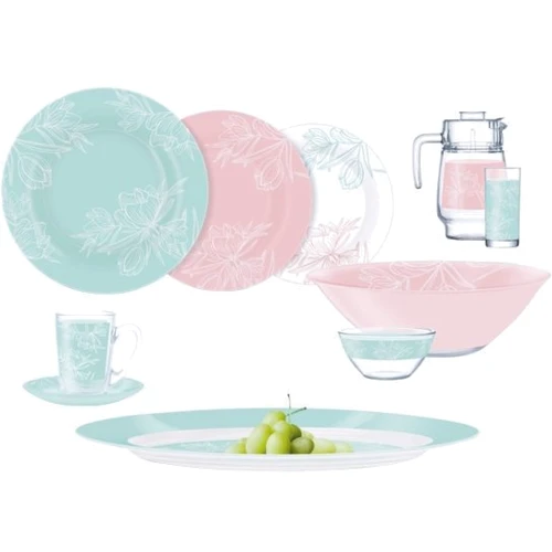 Столовый сервиз Luminarc AMB Fleur Blush Turquoise & Pink 46 пр. (V0184)