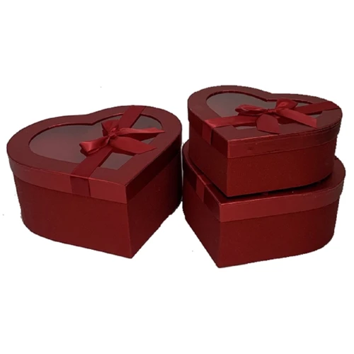 Коробка Подарочные коробки UFO Набор 3 шт RED HEART серд. (W2901)