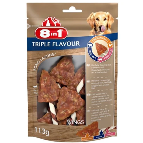 Ласощі для собак 8in1 Triple Flavour крильця 6 шт. 113 г (4048422144663)