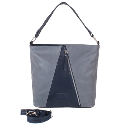 Жіноча сумка-мішок Laskara сіра (LK10203-grey-navy)