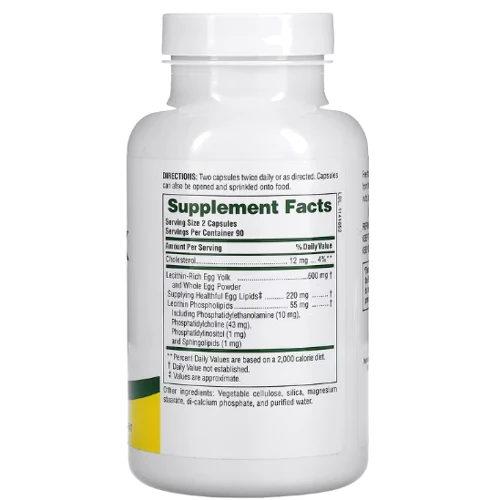 Nature's Plus Egg Yolk Lecithin Лецитин из яичных желтков 600 мг 180 капсул: Тип Лецитин