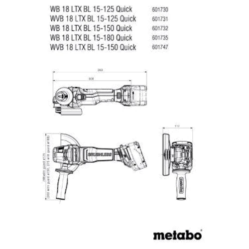 Болгарка (угловая шлифмашина) Metabo WVB 18 LTX BL 15-125 Quick (601731850): Резьба шпинделя М14