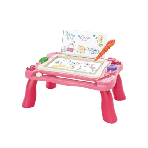Игровой столик 2в1 рисование и конструирование LIHAOLONG 669-27-28A (Розовый)