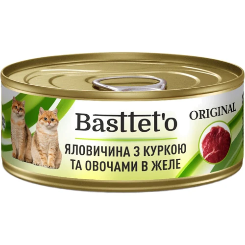Влажный корм для котов Basttet`O Original говядина с курицей и овощами в желе